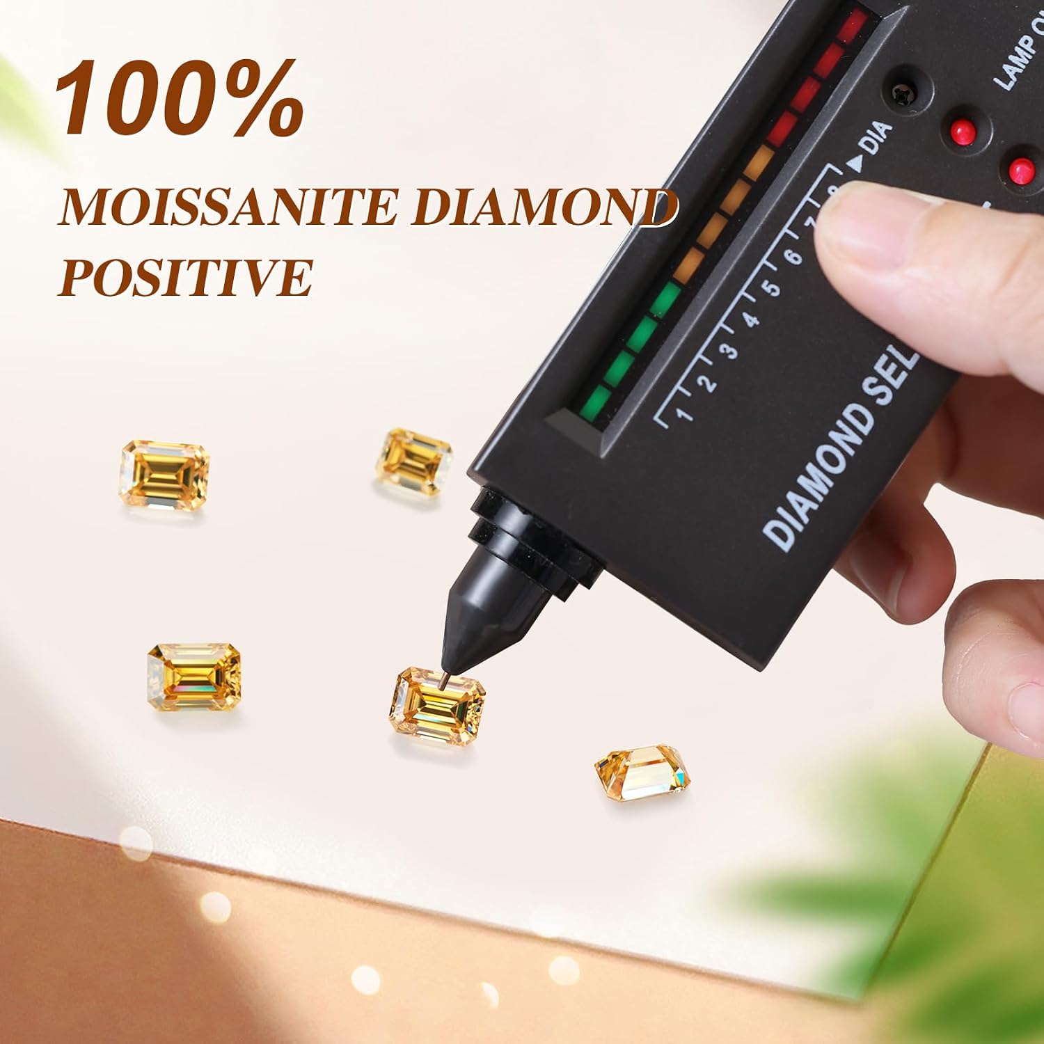Moissanite Loose Stones Emerald Cut Lab Diamond VVS1 Clarity 3Excellent Champagne Simulated Diamond Gemstones for Ring Stud Earring Pendant Jewelry Making with Certificate of Authenticity