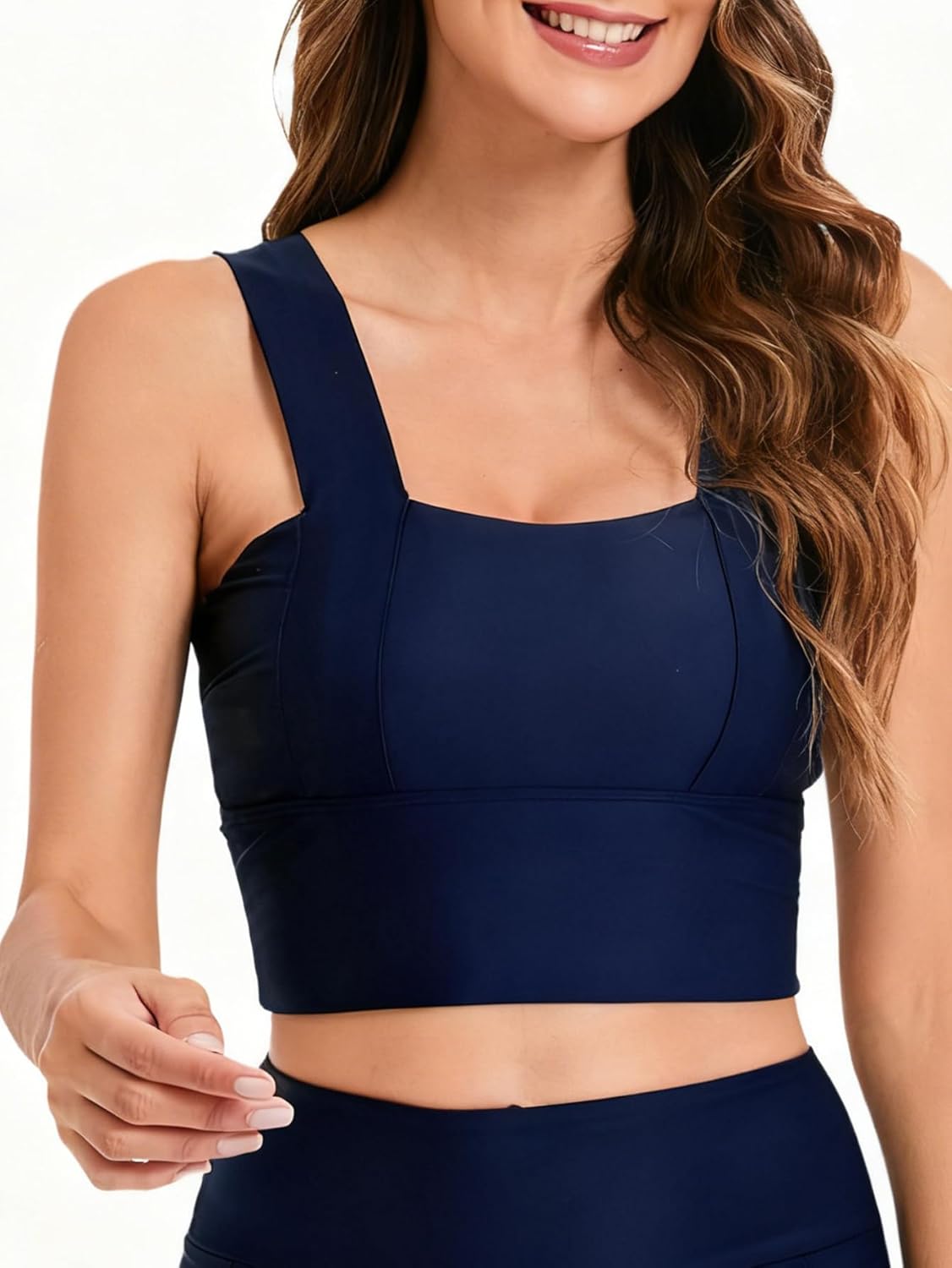 Womens Crop Tank Swim Bra Sports Bra for Under Swim Shirt Swimwear Bikini Tops Bathing Suit Padded Tops Only Swimsuits - Image 4