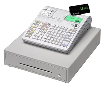 930設定無料　Mドロア物販向25部門カシオインボイスレジスターTE-5000M Amazon | カシオ レジスター 30部門 ネットレジ 中型ドロア 分離