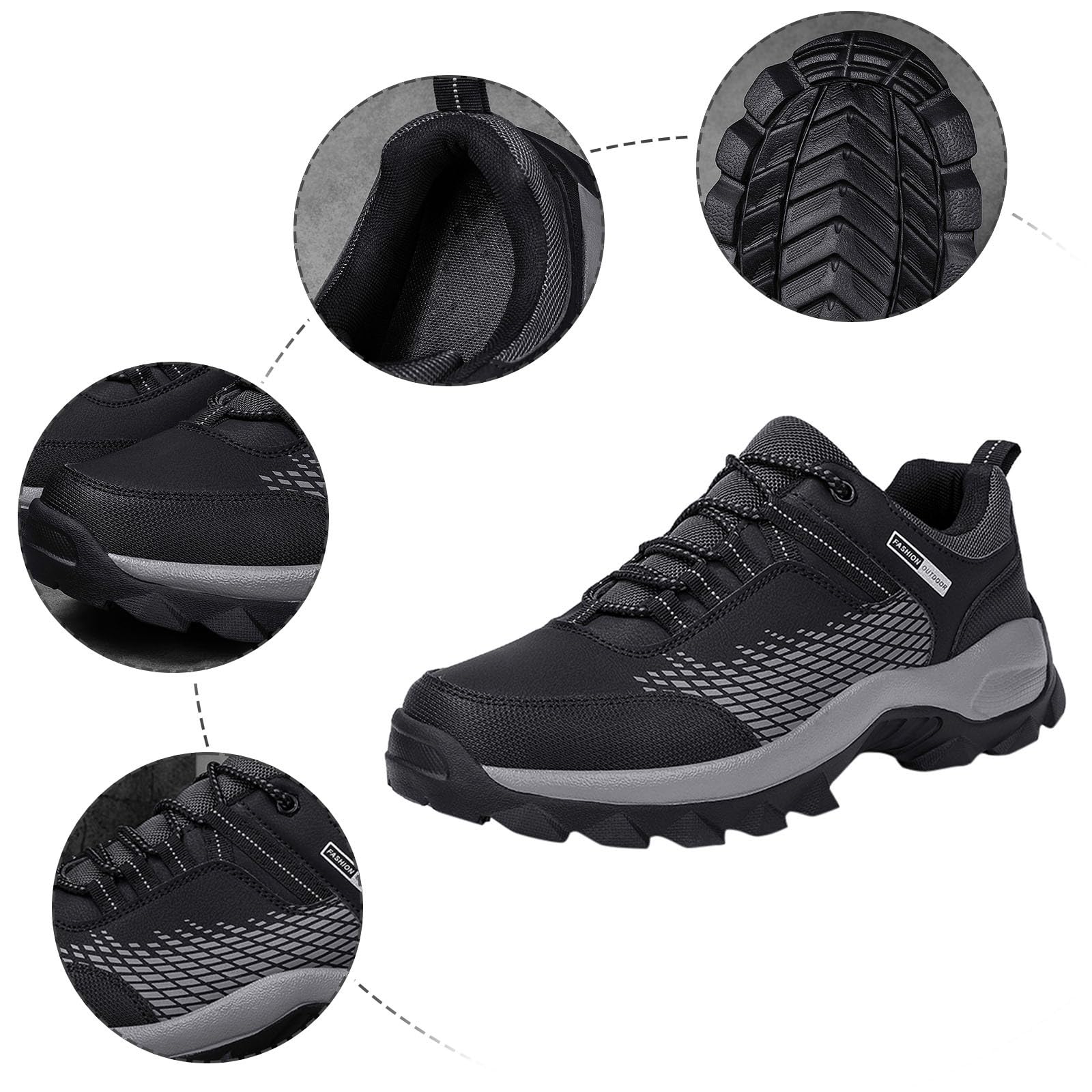 Wanderschuhe Herren Wasserdicht Leicht, Trekkingschuhe Leder Dämpfung