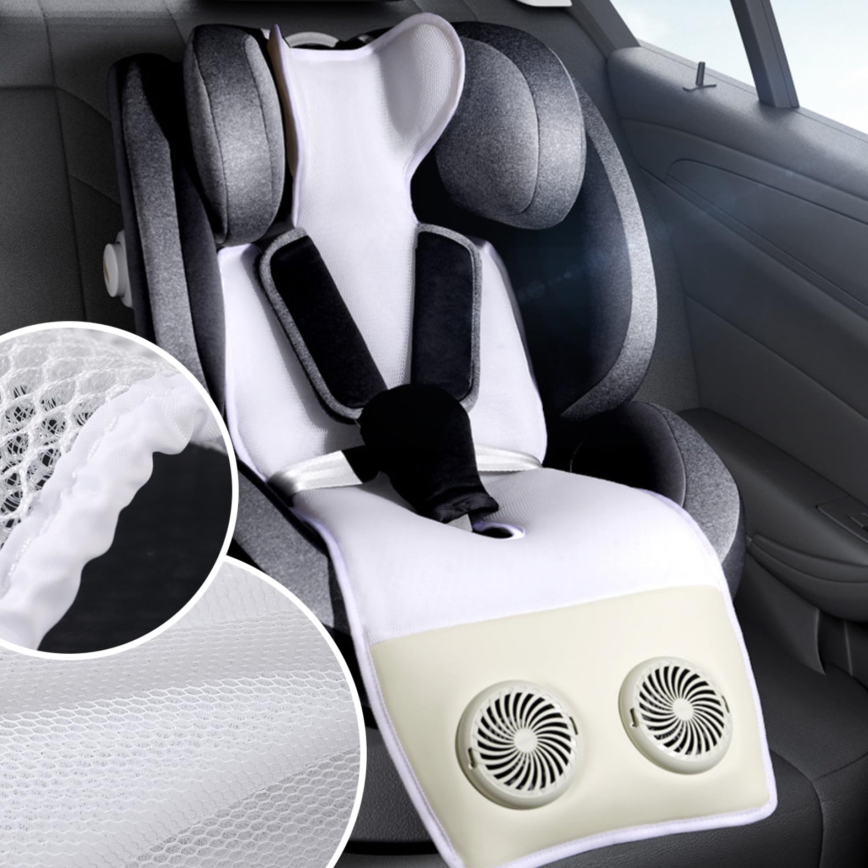 Cuscino di raffreddamento per passeggino Cuscino estivo traspirante in ghiaccio per neonato per seggiolino auto di raffreddamento per seggiolino auto ricaricabile sicuro con dispositivo Li