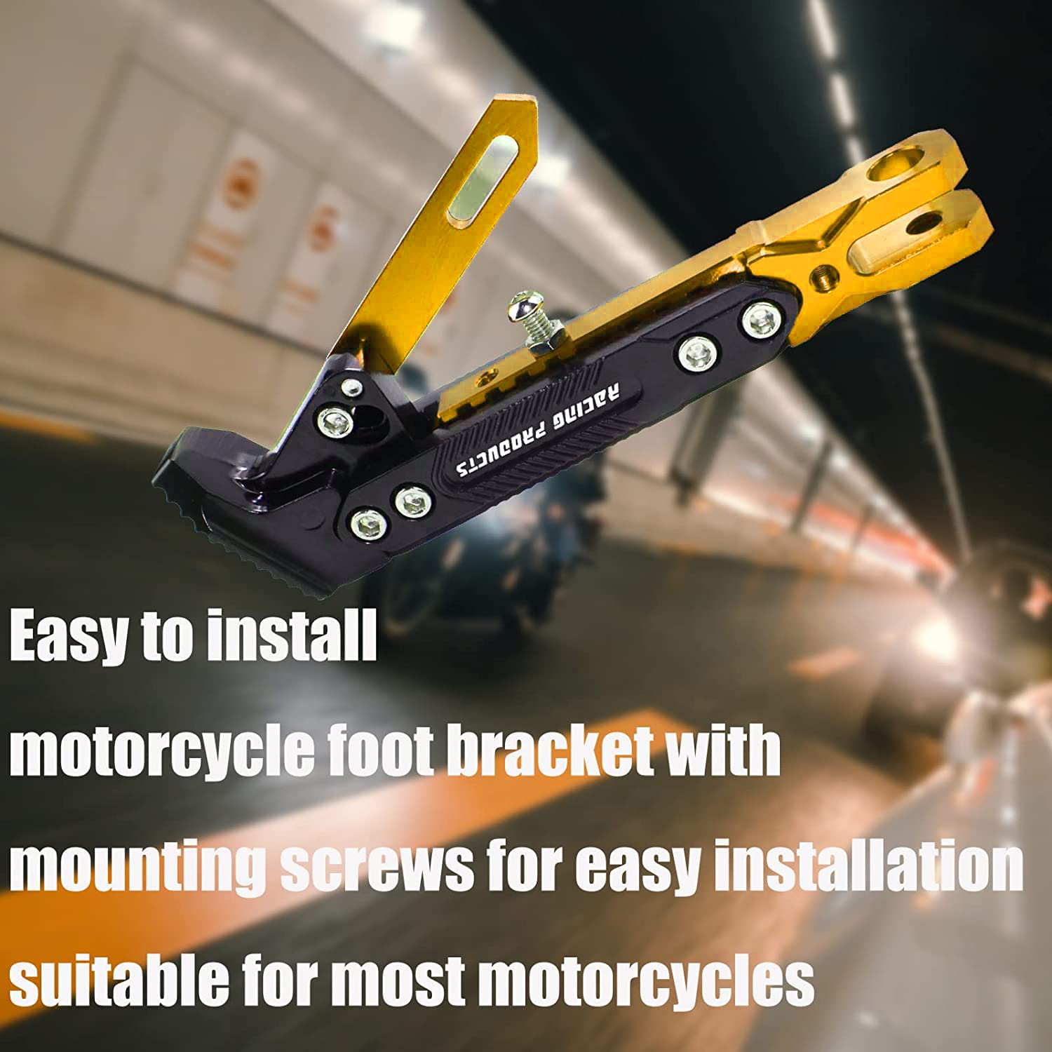 Béquille Moto Réglable APEBAZY Noir - Support Latéral Universel Alliage Aluminium CNC