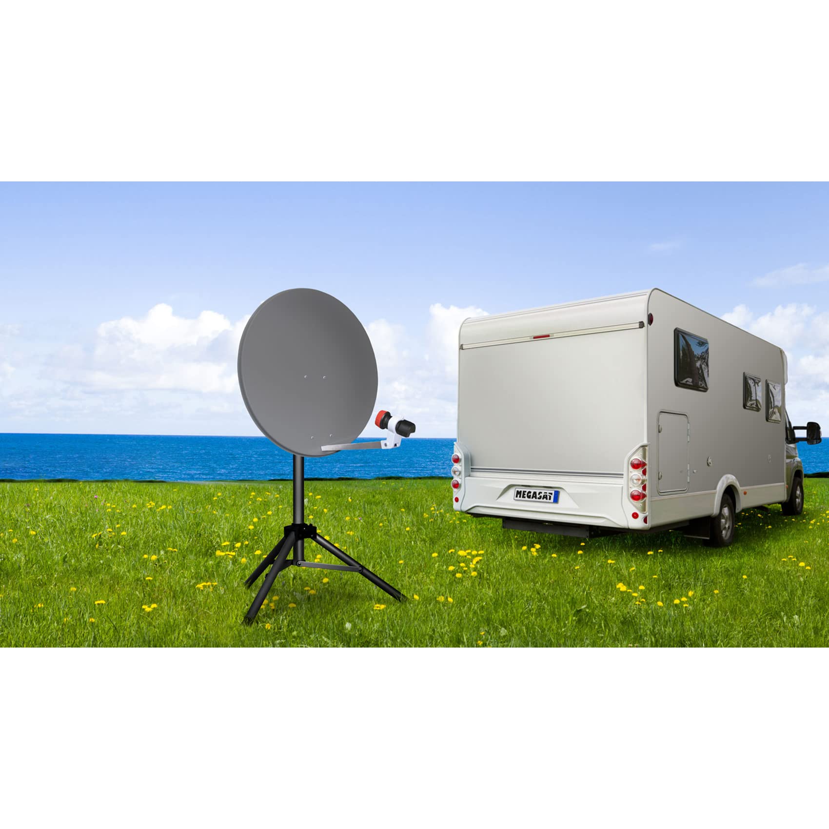 Trépied pour antenne parabole réglable Profi-Line 180cm acier noir + piquet de fixation – voyage et camping