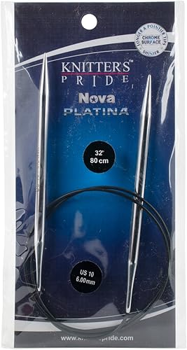 Miniatura 1 de Knitter's Pride Nova Platina - Agujas de tejer circulares fijas de 32 pulgadas (31.5 in), tamaño US 10 (0.236 in)
