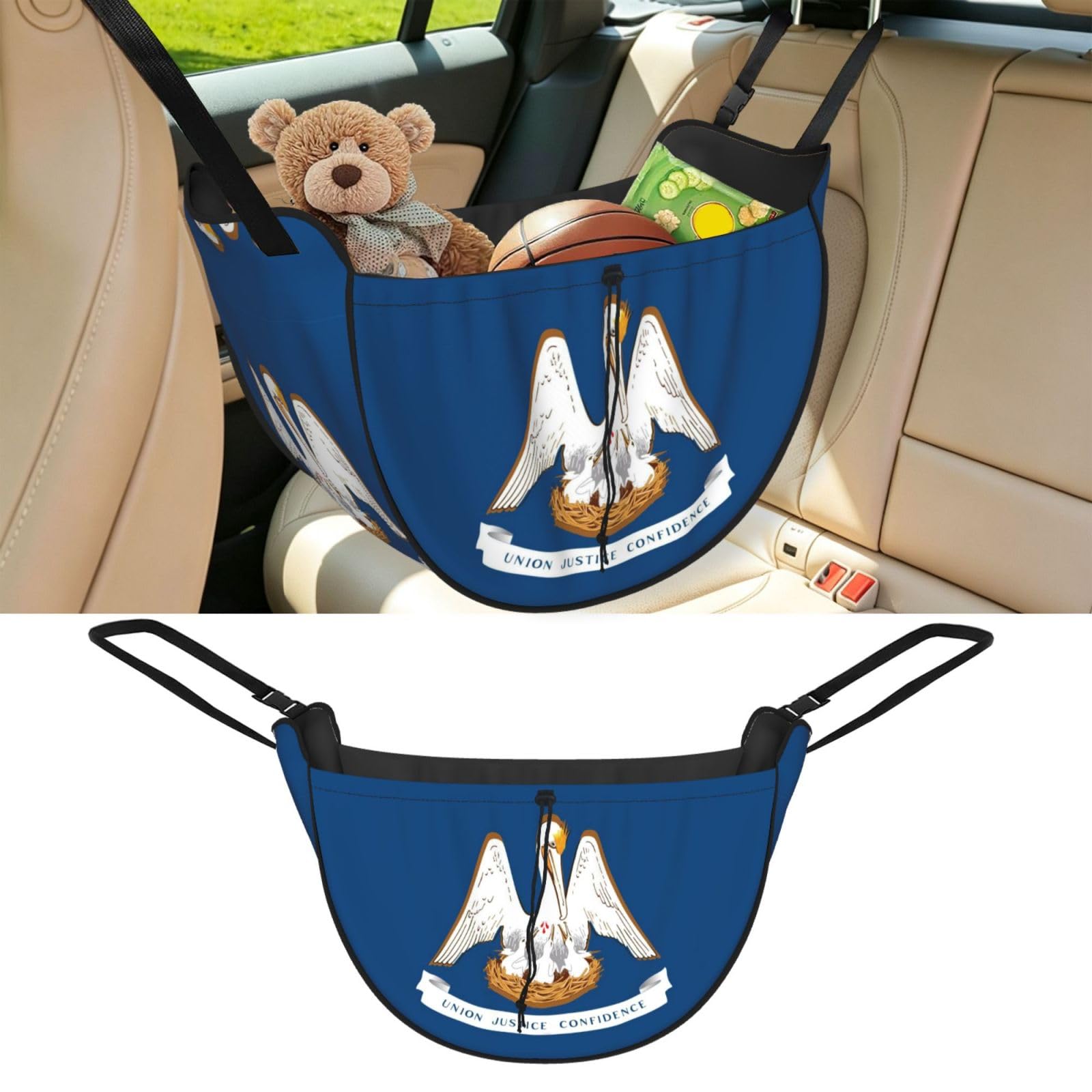 Cntdbu Black Louisiana State Flag Car Seat Organizer-Backseat Storage Bag For Travel