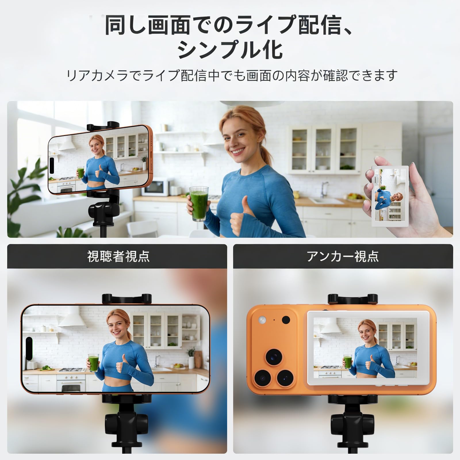 Amazon.co.jp: JEVDES タッチ操作 自撮りモニター iphone モニター