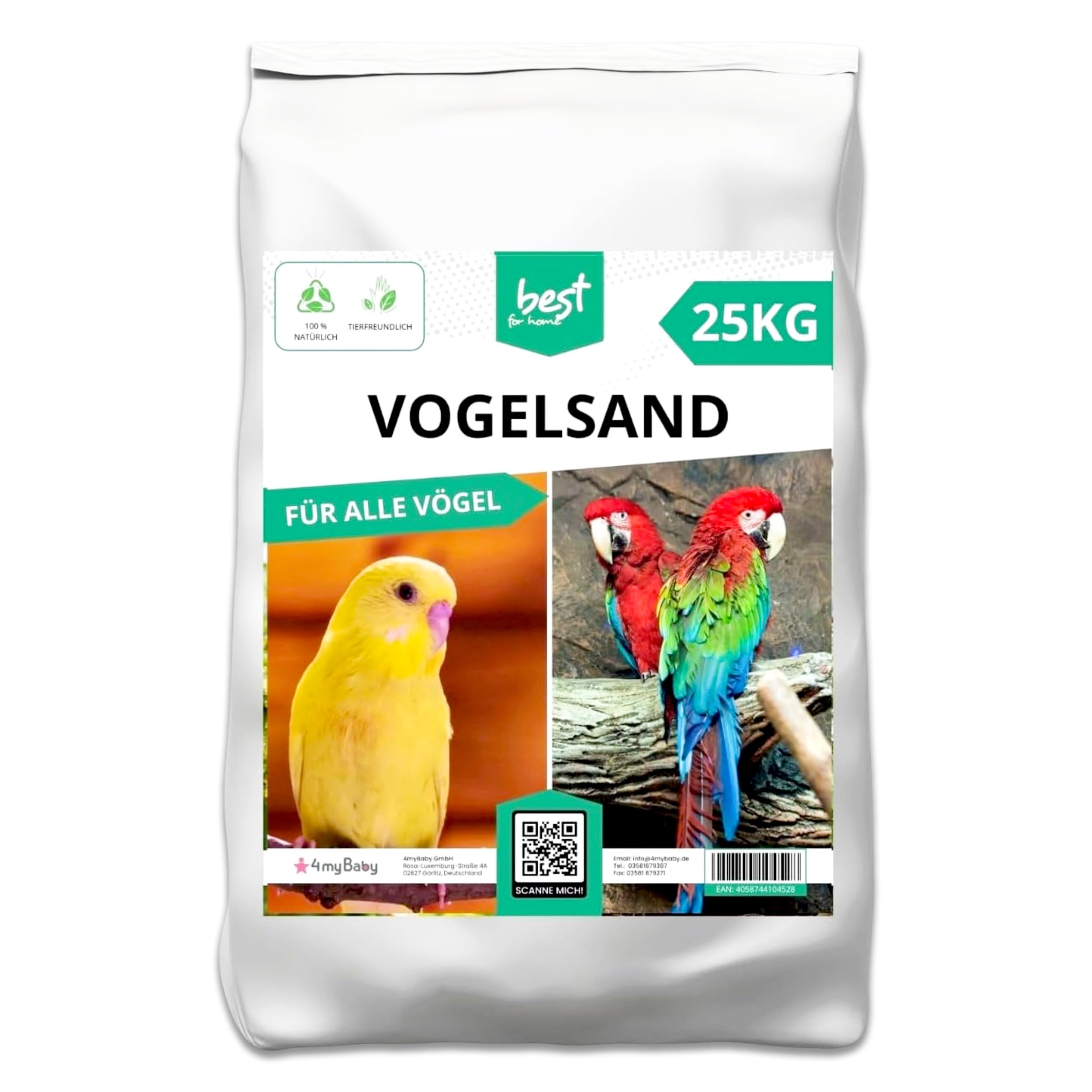 Vogelsand | Vogelsand 25kg für Käfig | Quarzsand Vogelsand - Leicht zu dosieren und gleichmäßig zu verteilen | Papagei Sand Idealer Bodengrund für Käfige und Volieren