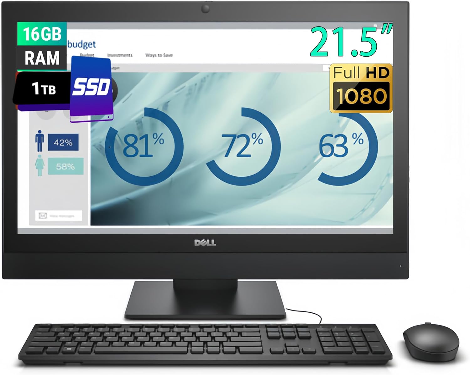 Dell OptiPlex 5250 All-in-One Desktop Computer, 21.5″ FHD(1920×1080), Core i7-6700 3.4GHz, 16GB RAM, 1TB SSD, Keyboard&Mouse, WiFi, Win10 pro(Renewed)