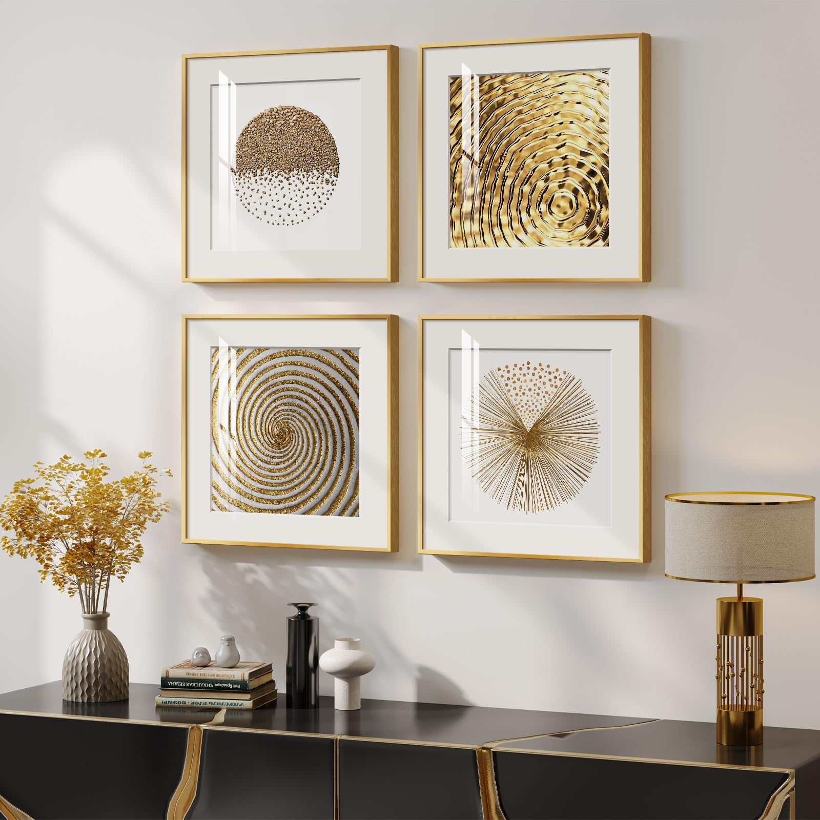 Photo 1 of * factory sealed*-*
\4 Pcs Framed Modern Gold and White Wall Art, Luxury Minimalist Canvas Pictures Prints, Geometric Painting Artwork Home Decoration for Hallway, Bathroom, Dining Room and Living Room
