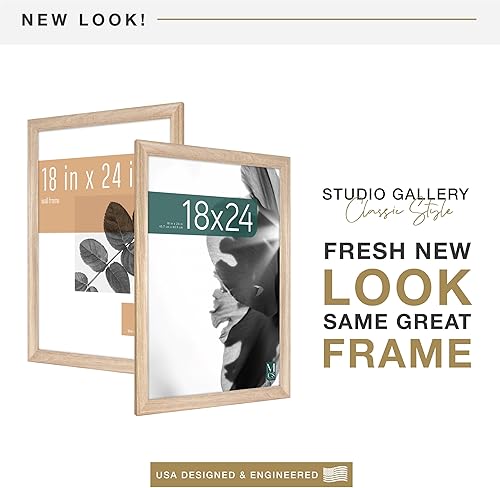 Vista 309 de MCS Studio Gallery Marco para póster de 16 x 24 pulgadas, imitación de veta de madera de color negro, colgar en horizontal o vertical, grande