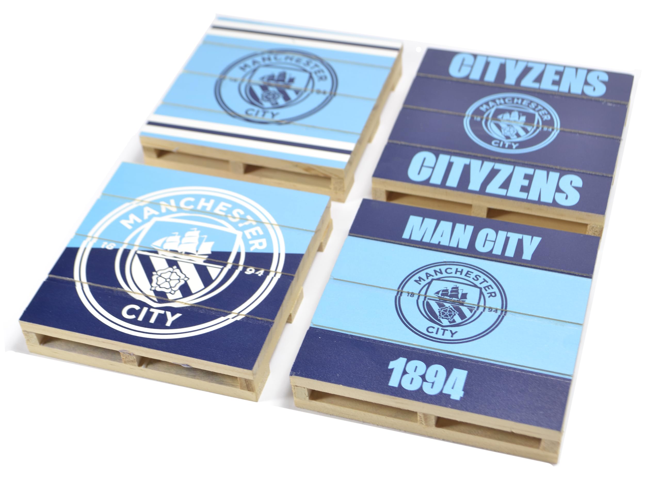 Foco Blue Manchester City Four Pack Pallet Coaster Set