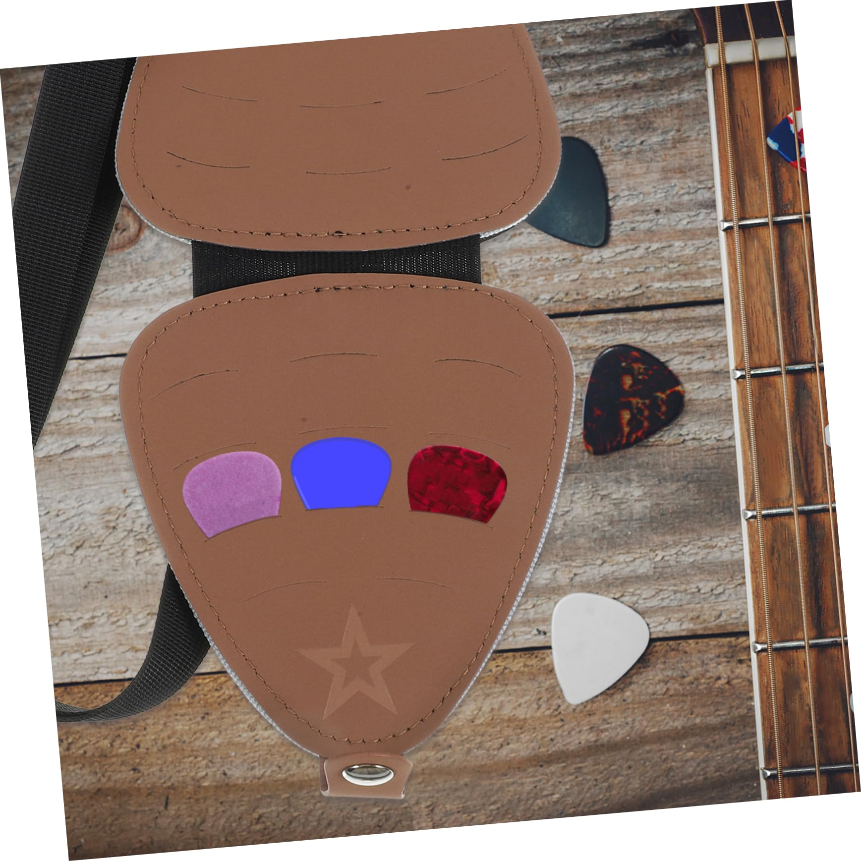 HEMOTON Borsa Porta Plettri in Pelle per Chitarra 2 Pezzi Custodia per Plettri Custodia Leggera per Accessori Cordino per Musicisti