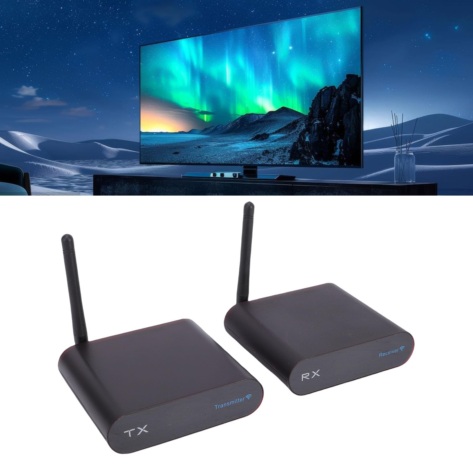 Trasmettitore AV Wireless da 2,4 GHz, 8 Canali, Portata 300 M con Display Digitale Chiaro, Ricevitore Trasmettitore Audio Video per Home Theater (Spina europea)