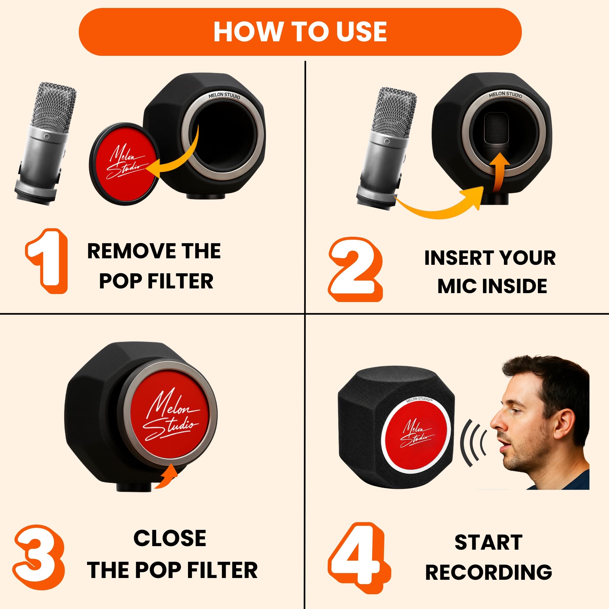 Filtro anti-pop antivento per microfono, cabina di isolamento vocale, attrezzatura portatile, scudo filtro di registrazione acustica e rumore, riduzione della riflessione insonorizzata