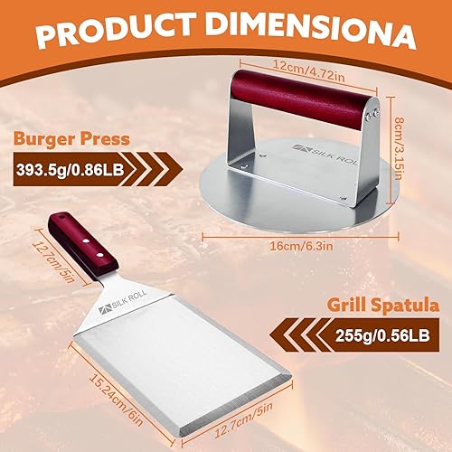 Miniatura 2 de Espátula de metal grande de acero inoxidable, prensa de hamburguesa de 6.3 pulgadas, espátula resistente extra ancha para panqueques de 6 x 5