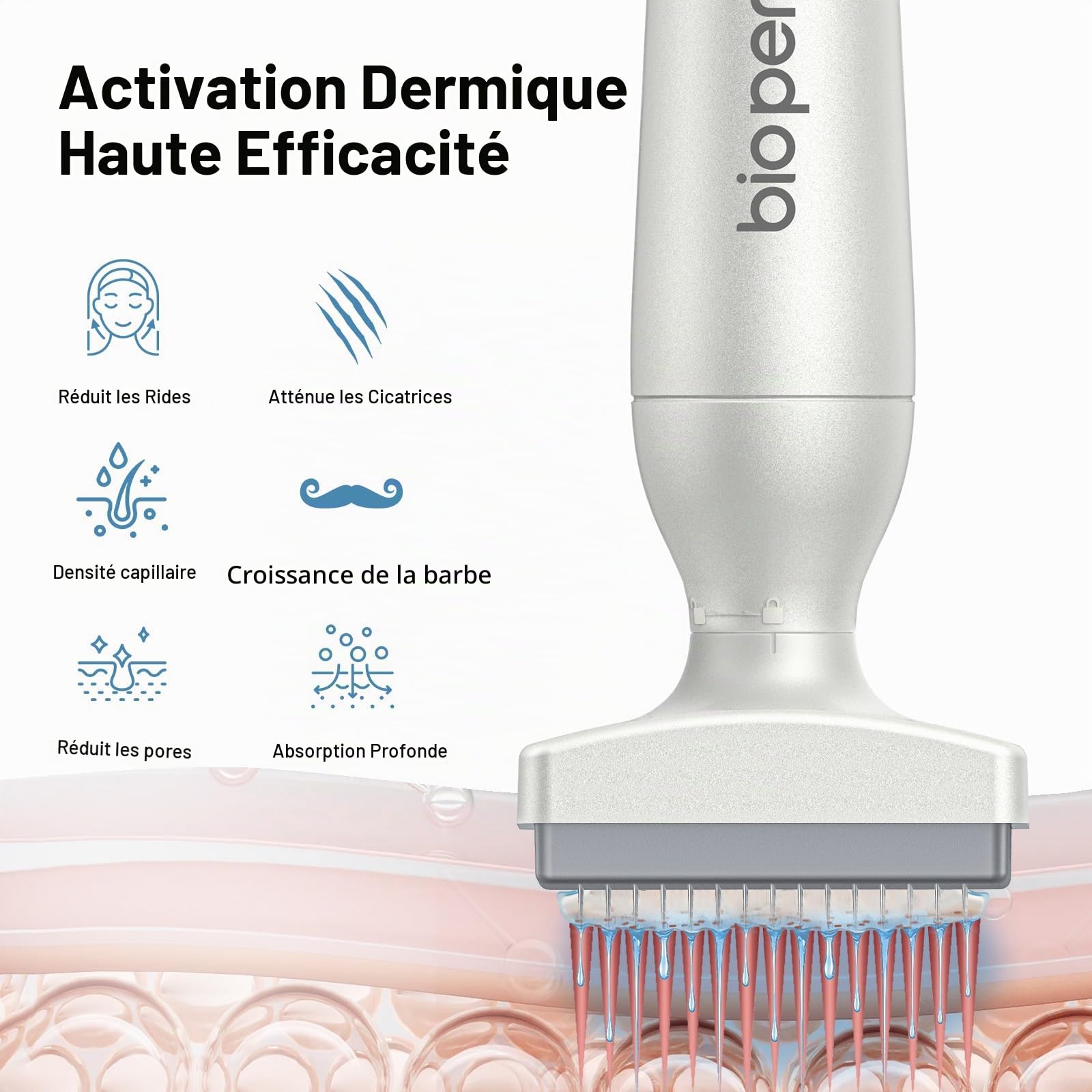 Dr. Pen 2026 Ultima Bio 4 Microneedling Derma Stamp – Système professionnel double action – Aiguilles en titane 120 & 64, réglables de 0 à 3 mm, jusqu'à 60% d'absorption sérique en plus pour la