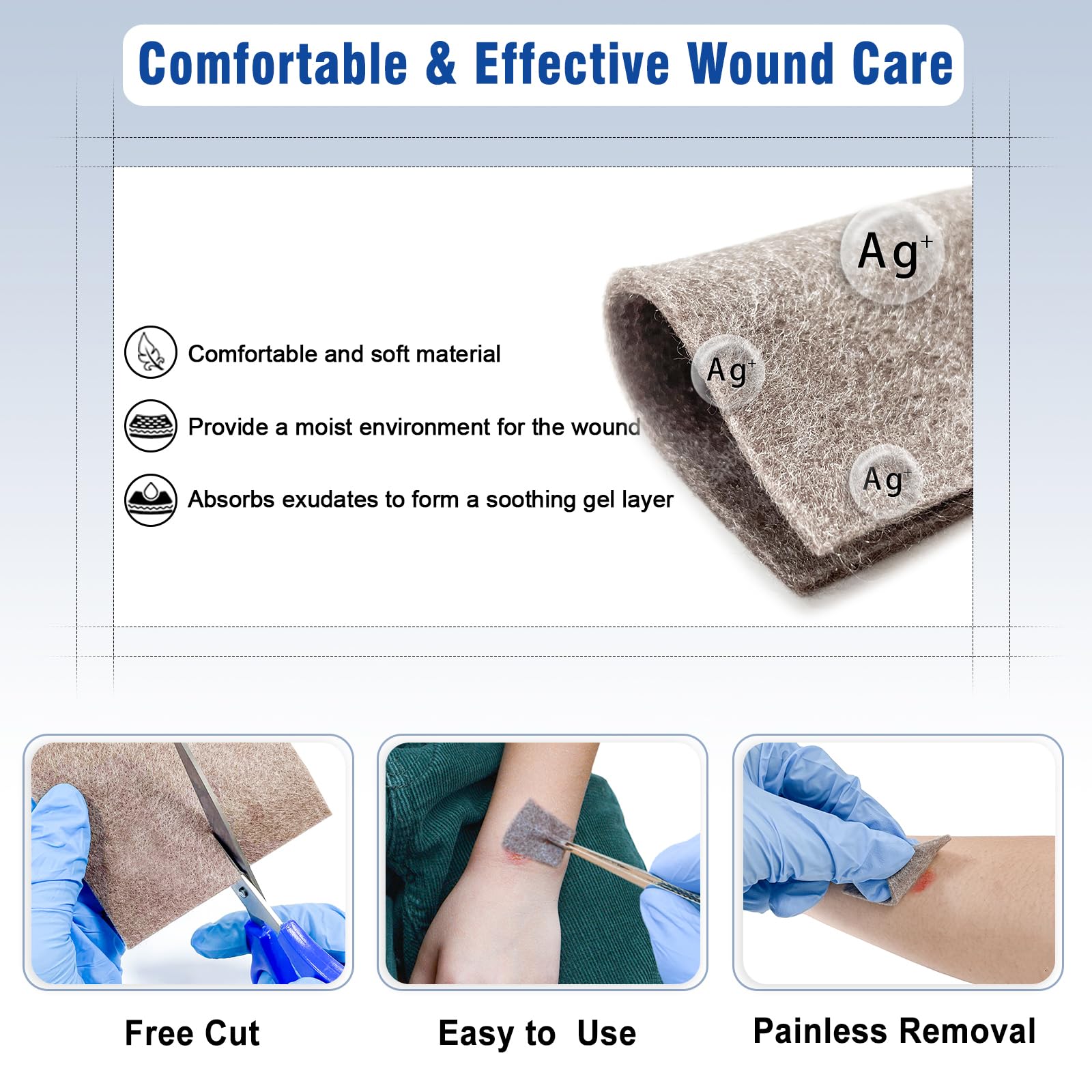 Ceeport Ag Silver Calcium Alginate Wound Dressing Pads 4 "x 4", 10 Pack — Amazon image 2
