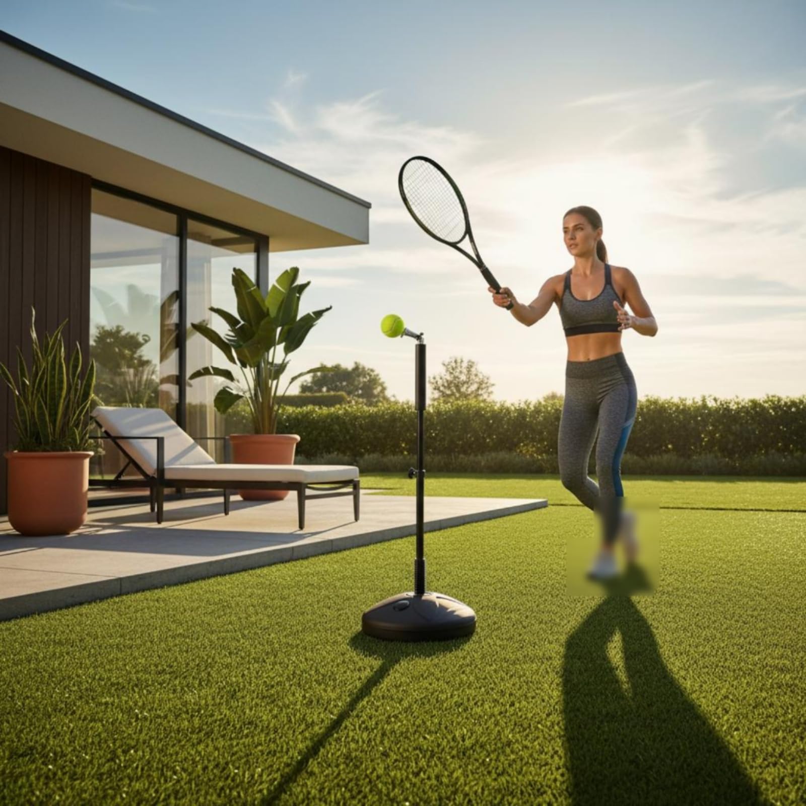 Amagogo Attrezzatura Allenamento Tennis Personale Dispositivo Pratica Tennis Base Riempibile Antiribaltamento Molla Acciaio