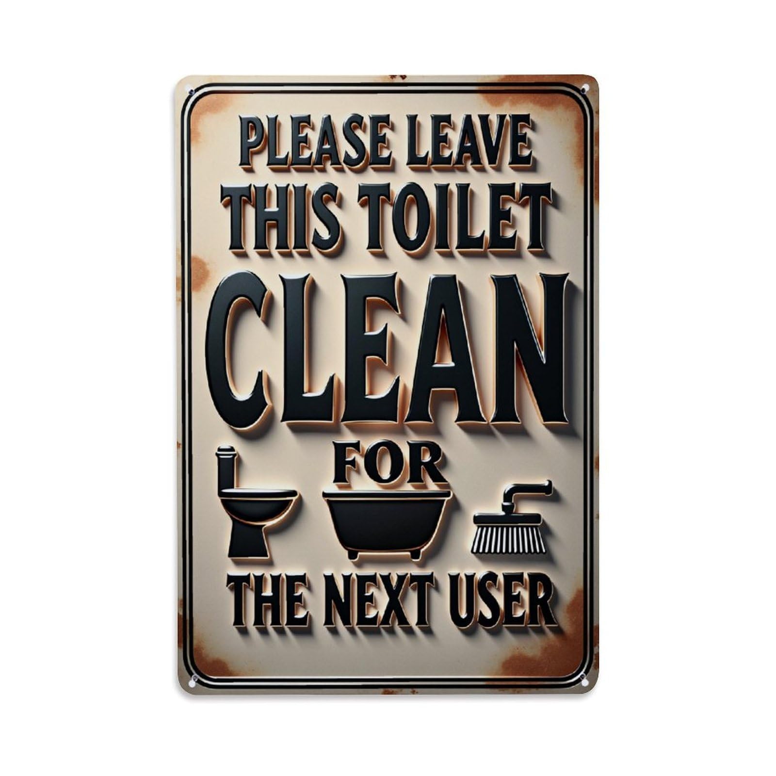 Please Leave This Toilet Clean For The Next User Retro Metal Tin Sign, Vintage Decor Art Poster for Bar, Home, Man Cave, Kitchen, Laundry Room Gift 8x12Inch
