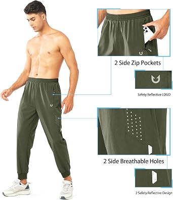NORTHYARD Men's Athletic Running Pants Lightweight Quick-Dry Joggers Gym