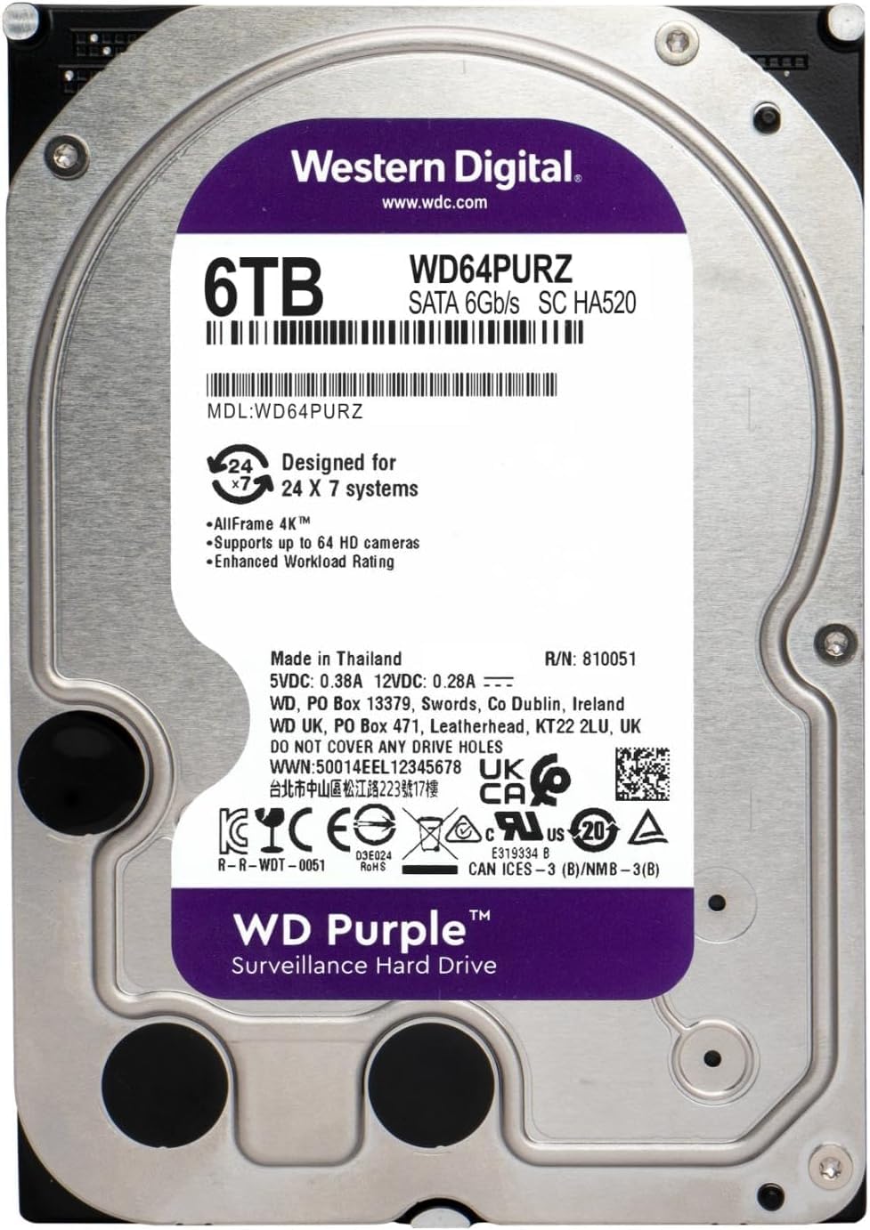 Amazon.com: Western Digital 6TB WD Purple Surveillance Internal