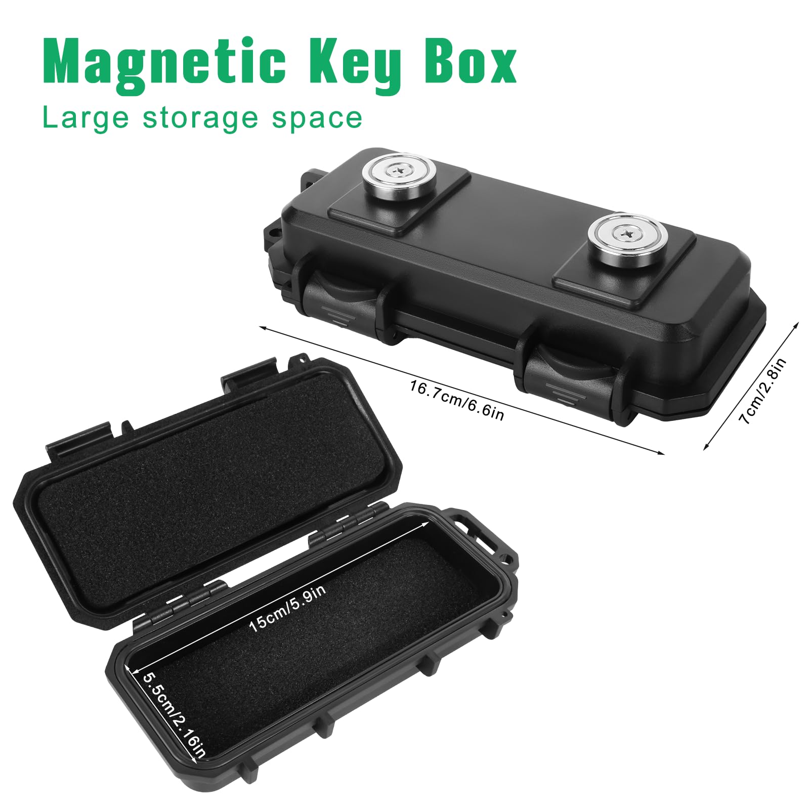 Magnetyczny uchwyt na klucze pod samochodem, wodoodporne magnetyczne pudełko na klucze, ukryj klucz na zewnątrz z 2 silnymi magnesami, osłona kluczy do podróży na świeżym powietrzu, magnetyczne etui