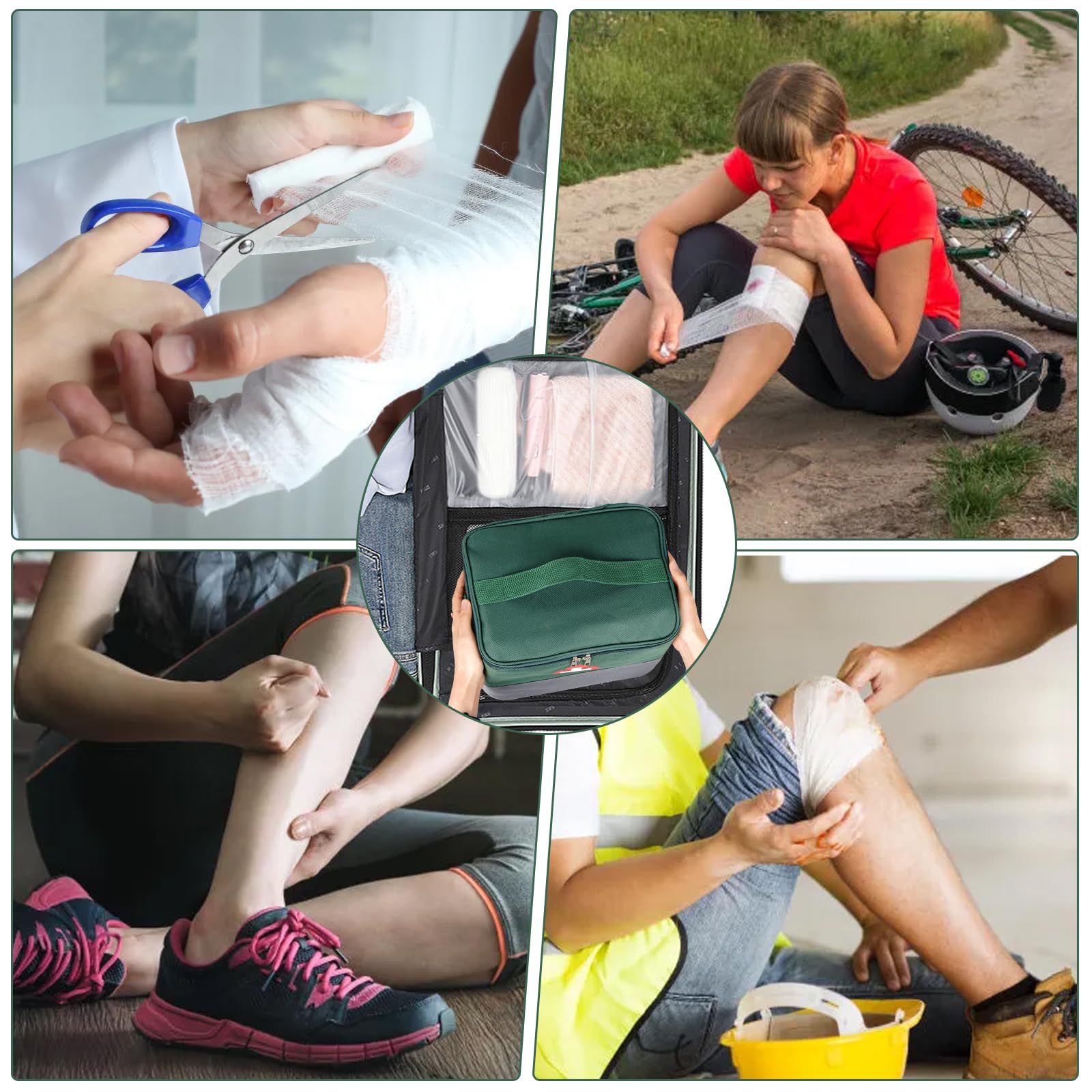 Hossom Kit di Pronto Soccorso, Borsa Medica Impermeabile con Tracolla, Borsa per Infermiere Alta capacità Porta Medicine da Viaggio Mini Scatola di Sopravvivenza per Casa, Ufficio, Esterni, Verde