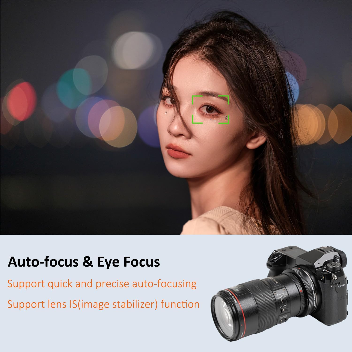 EF-GFX Pro Autofocus Metal Lens Adapter Compatible for Canon EF Series Lens to Fuji G-Mount Camera Fuji-Film GFX 100 100S 50S 50SII 50R