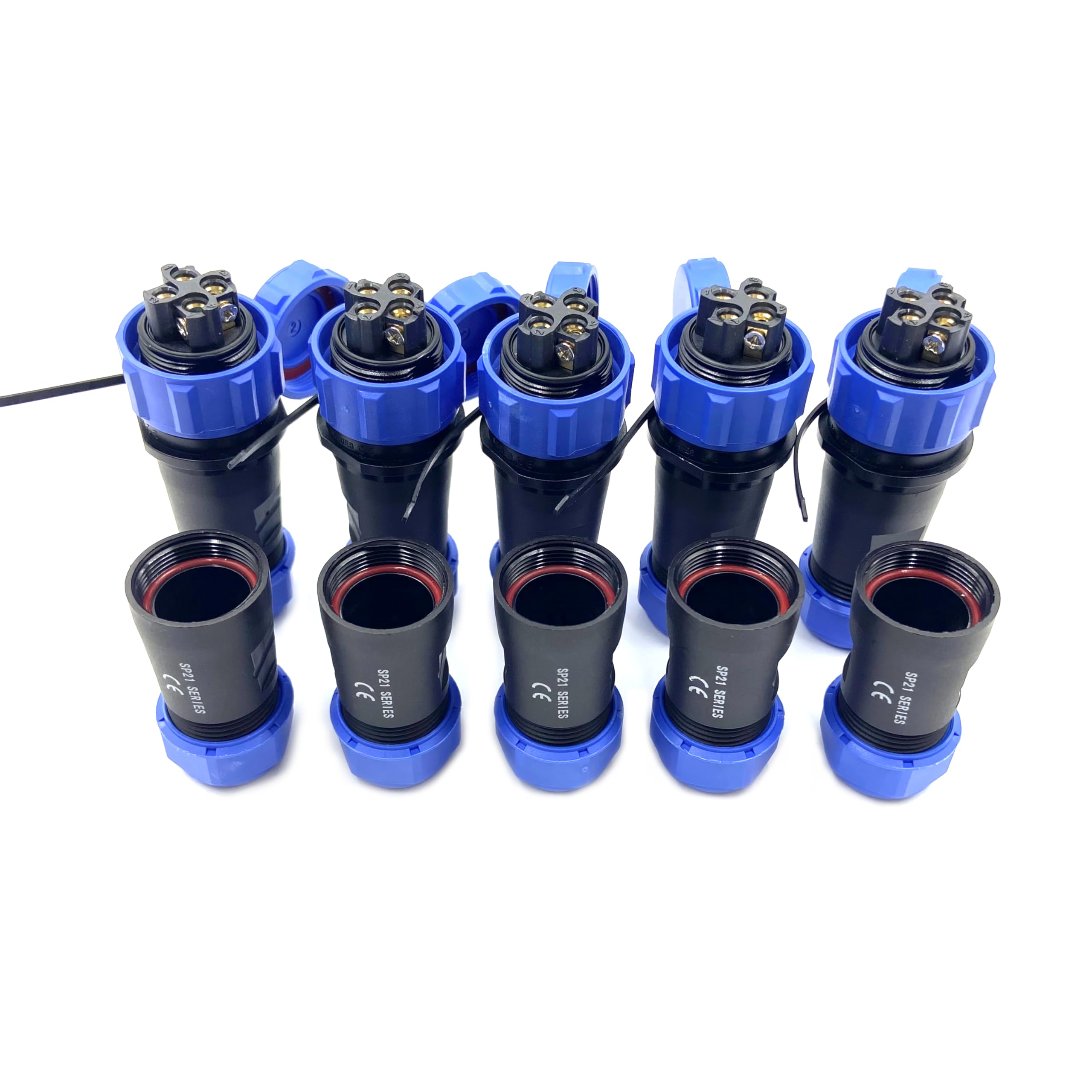 5 connecteurs pour aéronautique SP21 4 pôles, IP68 4 broches, prise aviation sans soudure, prise étanche pour lampes extérieures, 500 V 30 A (12 AWG câble à vis sertissage)