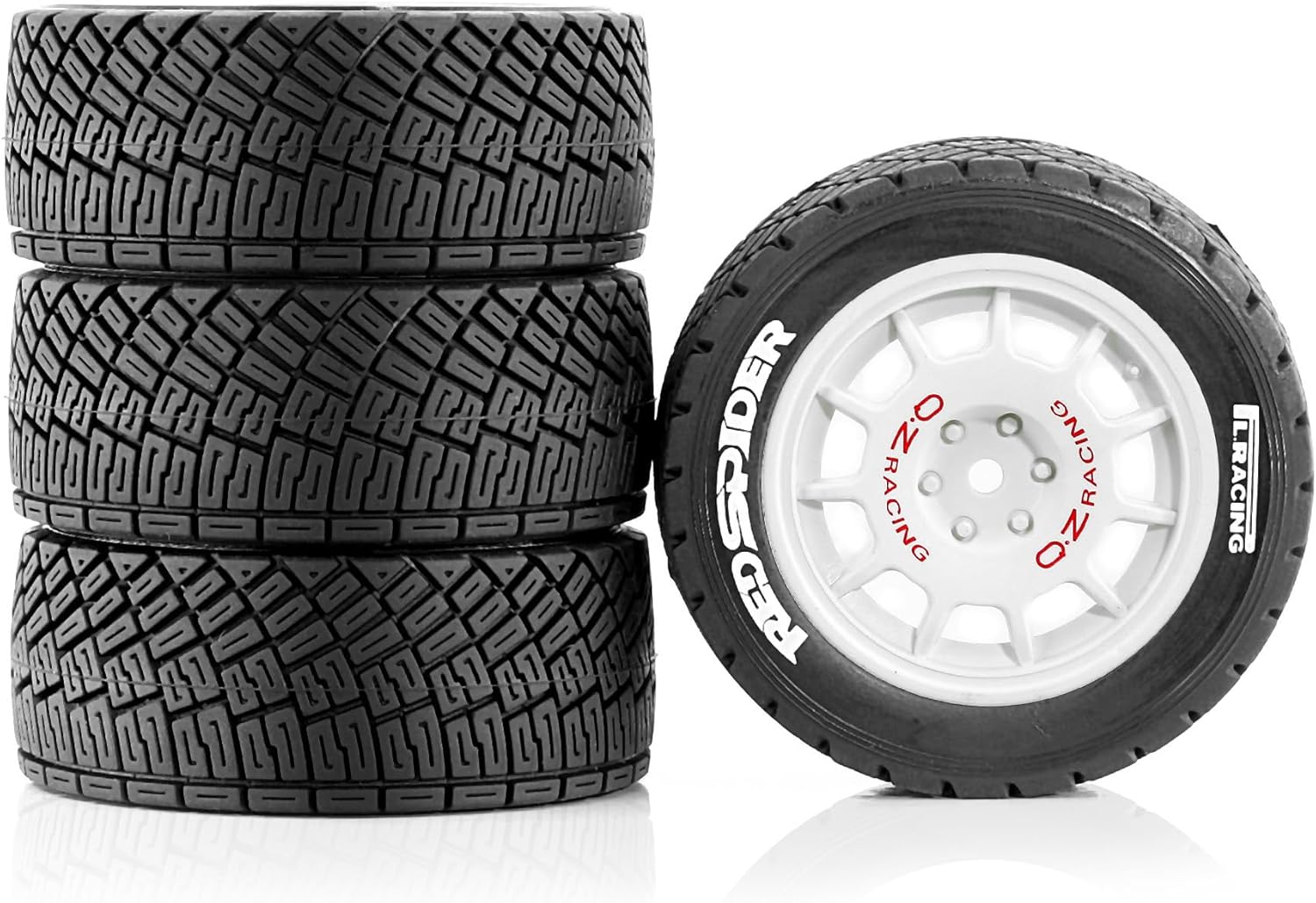 1/10 1/8 RC On-Road Tires 78mm OD RC Rally Racing Tyres 12mm Hex Plastics Wheel Tires Set Fit for 1/10 RC On-Road HPI CEN M-Sport WRC XTS-f10 ﻿ (White)