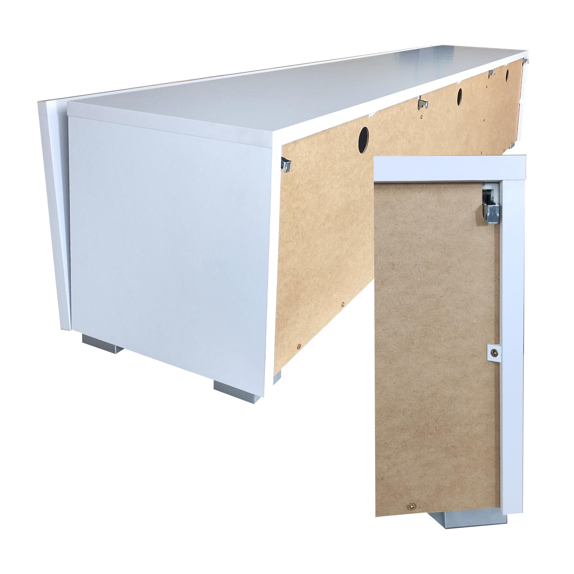 Fernsehtisch Fernsehschrank TV Verdeckter Griff mit Soft-Close Lowboard Hängeschrank- Hängend Oder Stehend für Wohnzimmer -Matt Weiß 30x135x30 HxBxT