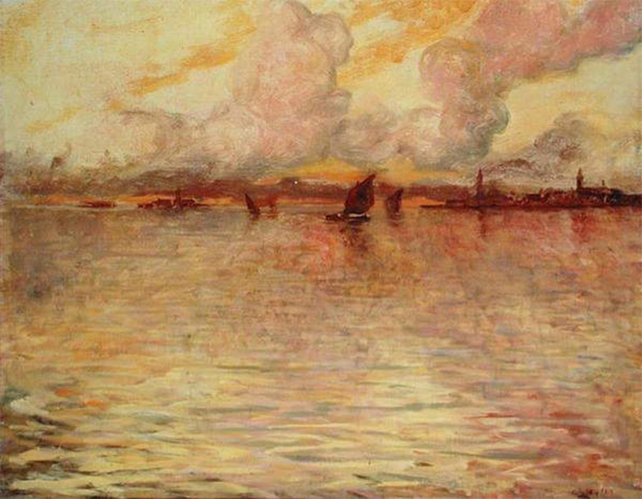 ARTXLXXBN Famous Print Painting Colorful Art Print Seascape with Distant View of by Charles Cottet Canvas Art Decorations for Home Decor 60x90cm