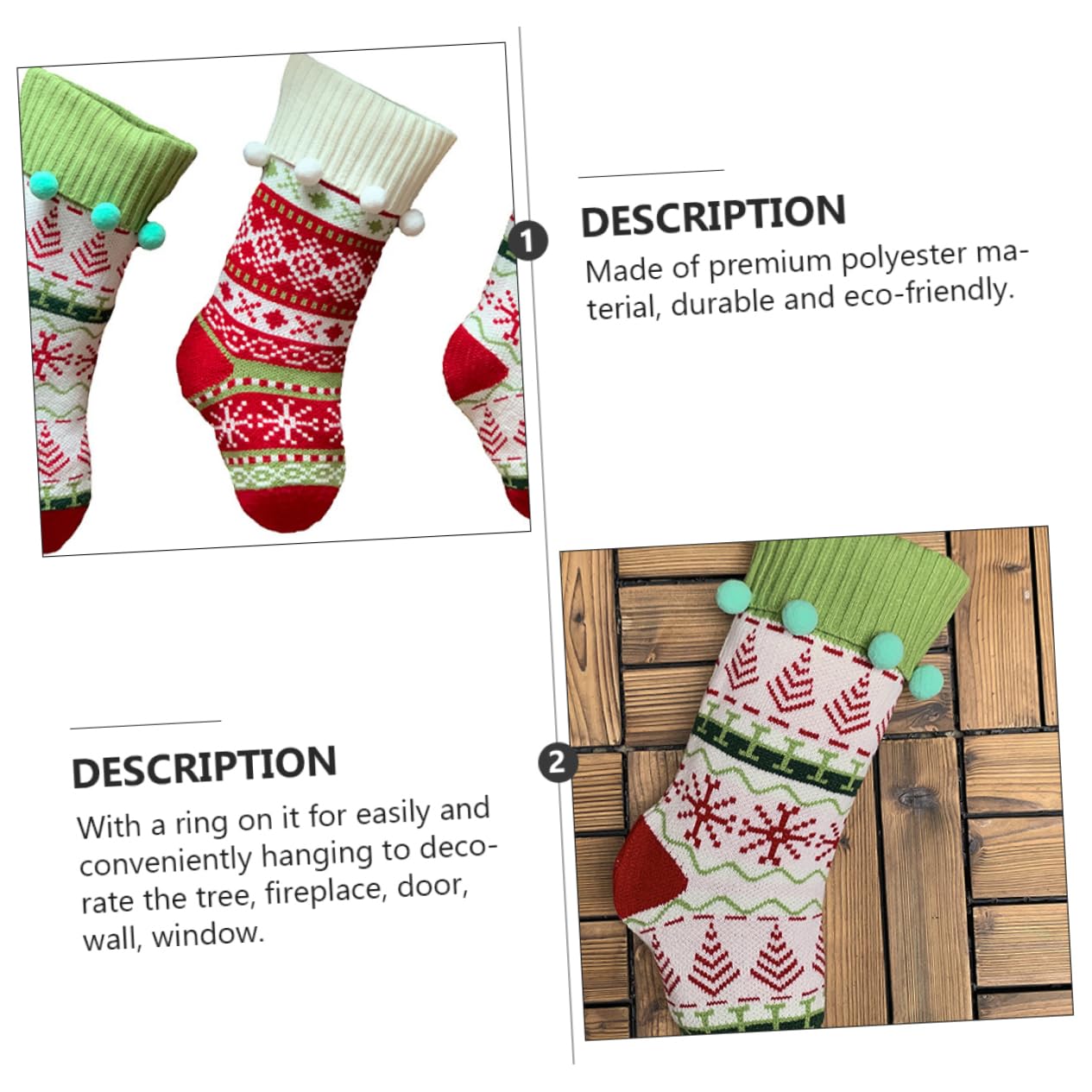 3piezas Calcetines De Punto Navideños De Regalos Decorativas para Árboles De Navidad y