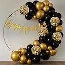 Party Propz Black and Golden Balloons Birthday Decoration Kit - 37Pcs for Men, Boys, Husband, Golden Balloons for Birthday, Happy Birthday Banner | Black Theme Decoration | Gold Theme Decoration gallery image