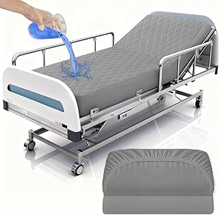 2 Pack Hospital Bed Sheets Set,Hospital Fitted Bed Sheets for Home Use & Hospital Care Beds,Waterproof Fitted Sheets with Elastic All Around,Reusable and Machine Washable,36" x 84" x 14" (Grey)