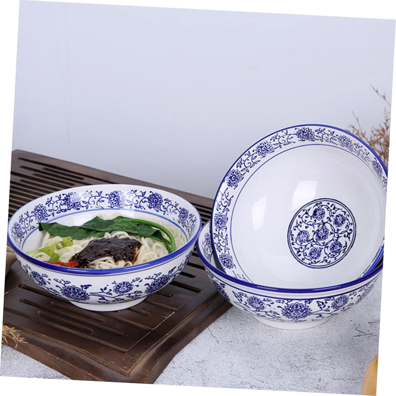 ABOOFAN 2pcs White Porcelain Bowls Serving Bowls for Cooking Soup Salad Ceramic Retro Design