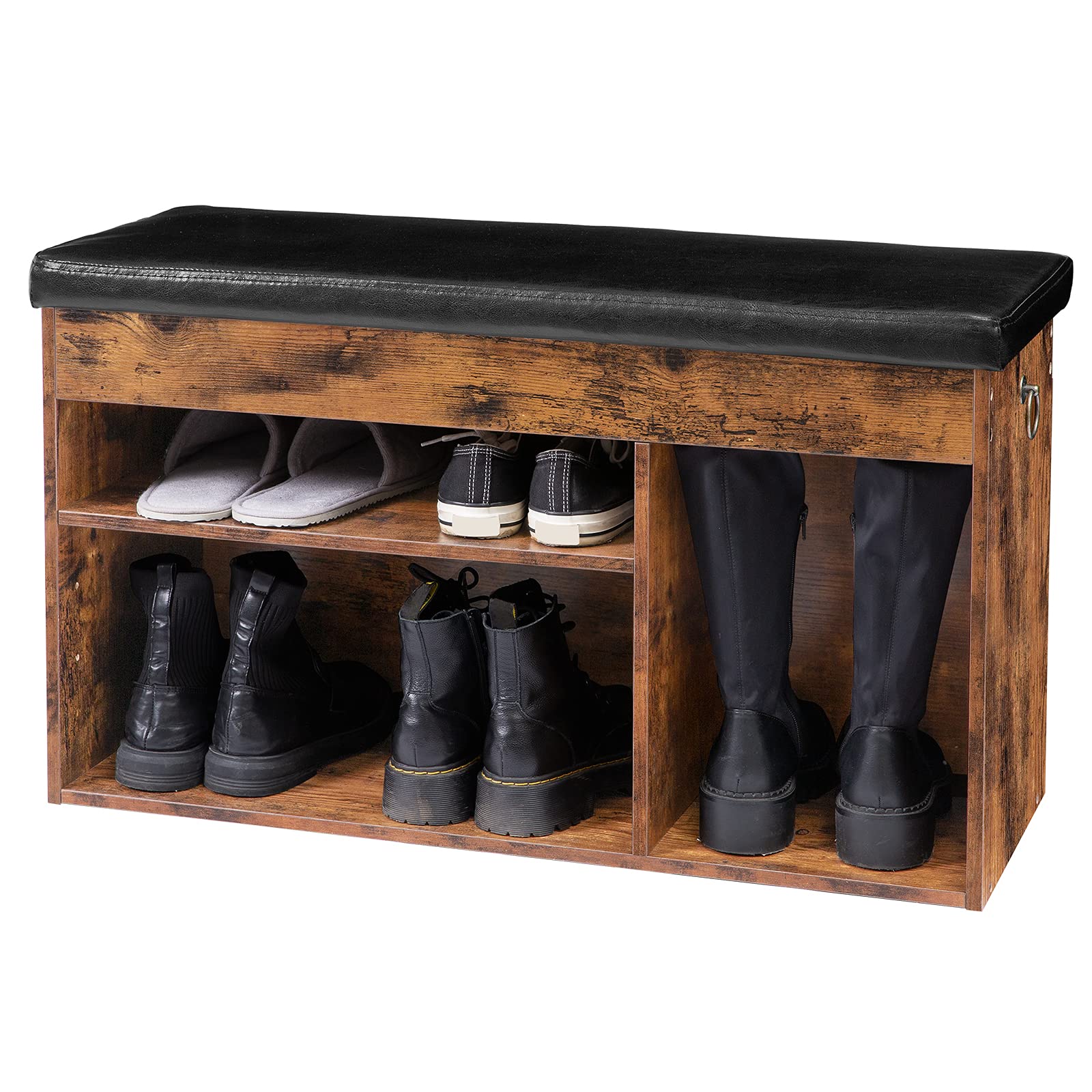 HOOBRO Banco Zapatero de Entrada, Asiento Acolchado, Armario Zapatero, Estantería para Zapatos, 82 X 31,5 X 46,5 cm, Pasillo, Sala de Estar EBF40HX01