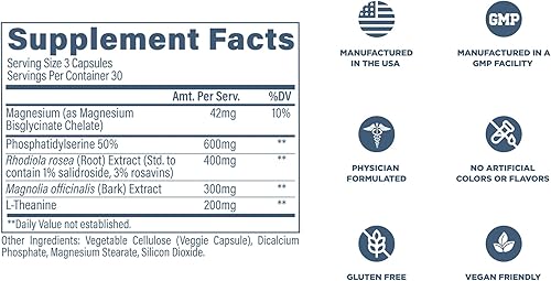 Miniatura 5 de Revive MD Cortisol Manager, 90 cápsulas vegetarianas  Suplemento de cortisol con magnesio y L-teanina que apoya la salud cognitiva, la