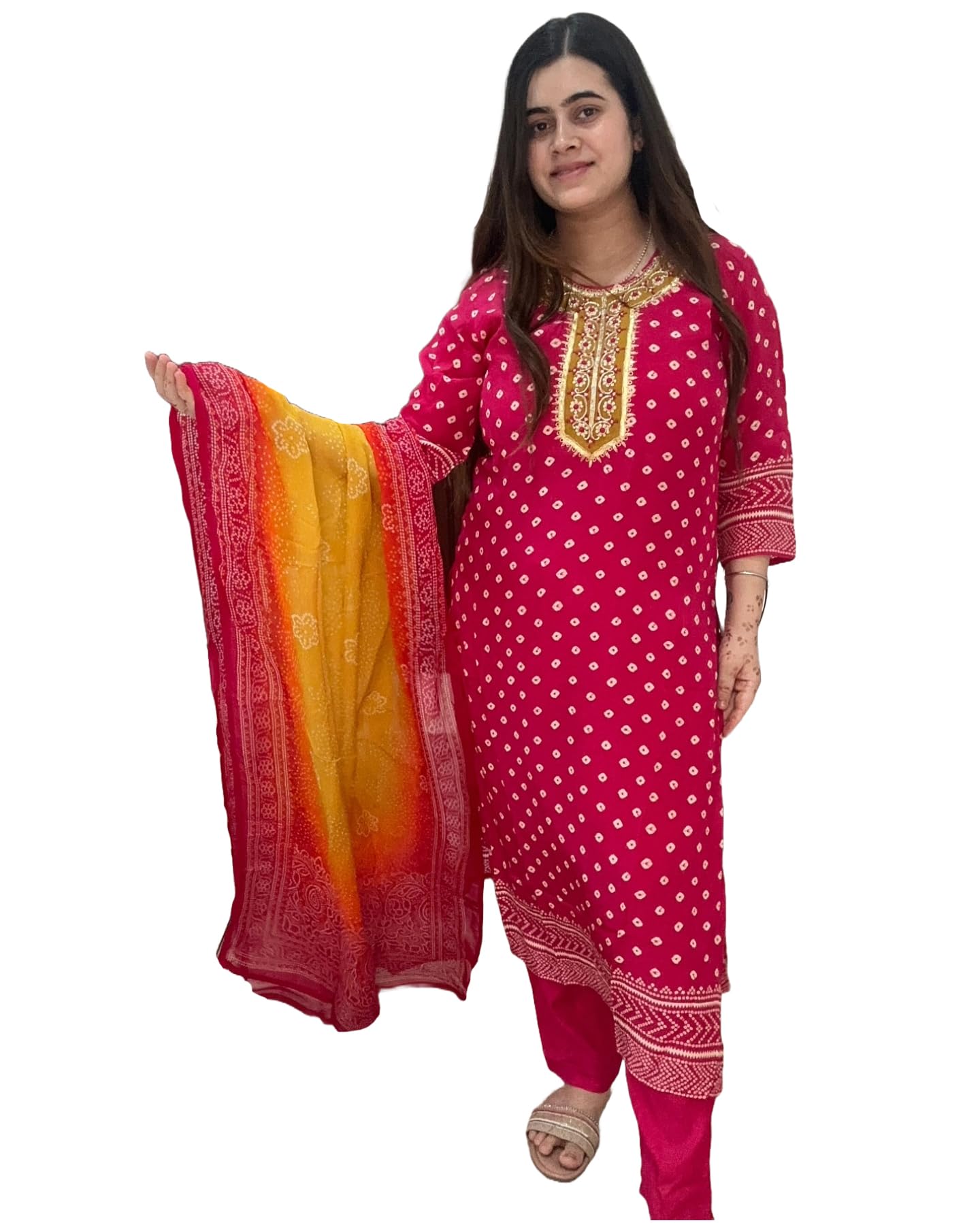 gosriki Women's Rayon Viscose Printed Straight Kurta with Pant & Dupatta-picture-37