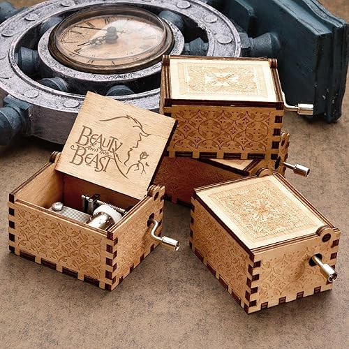 Miniatura 5 de Caja de música La Bella y La Bestia, regalo de madera para San Valentín, Navidad, cumpleaños, aniversario para esposa, novia, marido, novio, niña