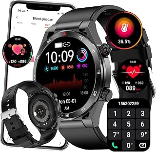 FUfIzu Smart Bracelet, Smart Watch Blood Sugar Men Women, blood Glucose Sugar Smart Watch, Fitness Tracker with Blood Pressure Blood Oxygen Heart Rate Sleep Mornitor Calorie Step Counter Sport Watch