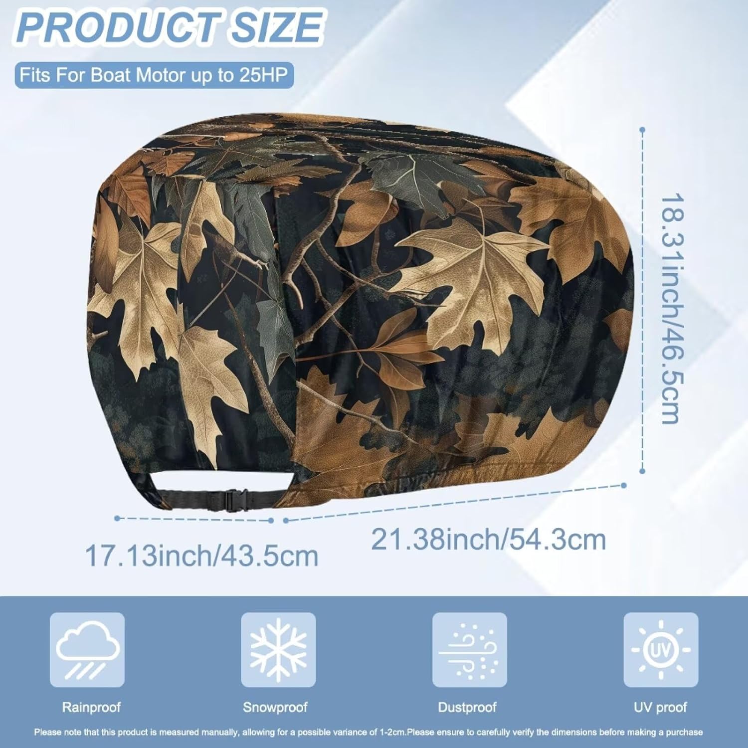 25HP Boat Motor Cover Hunting Forest Outboard Engine Cover Fade Resistant Protective Covers Effective Protection for Rain Snow Weather UV Universal Fit Most of Boats in The Market