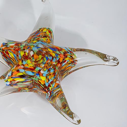Miniatura 5 de Figura de pez de estrella de cristal soplado a mano, estatua de estrella de mar coleccionable, arte del océano, animales marinos, decoración de mesa