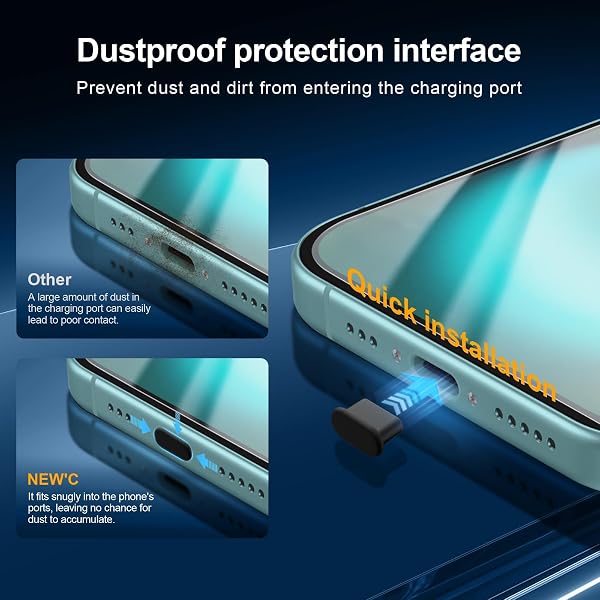 NEW'C 3 x Tempered Glass Film for iPhone 16 (6.1 Inches) and 3 x Rear Camera Protective Glass Film + Dust Plug - Easy Installation Tool Included - Ultra Resistant - 5