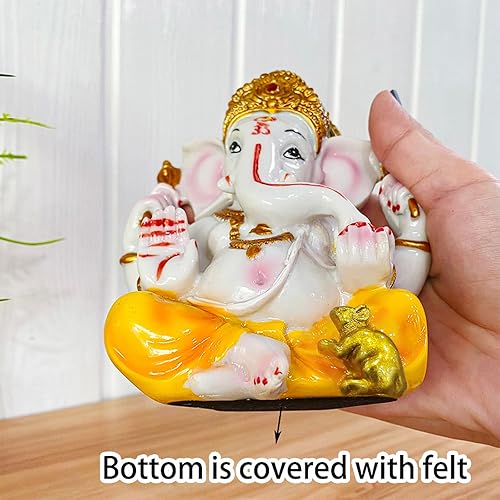 Miniatura 4 de BangBangDa Estatua de Dios indio Señor Ganesha de 5.5 pulgadas de alto, tamaño pequeño, de color mármol, ídolo hindú Ganpati, estatuas de Ganesh