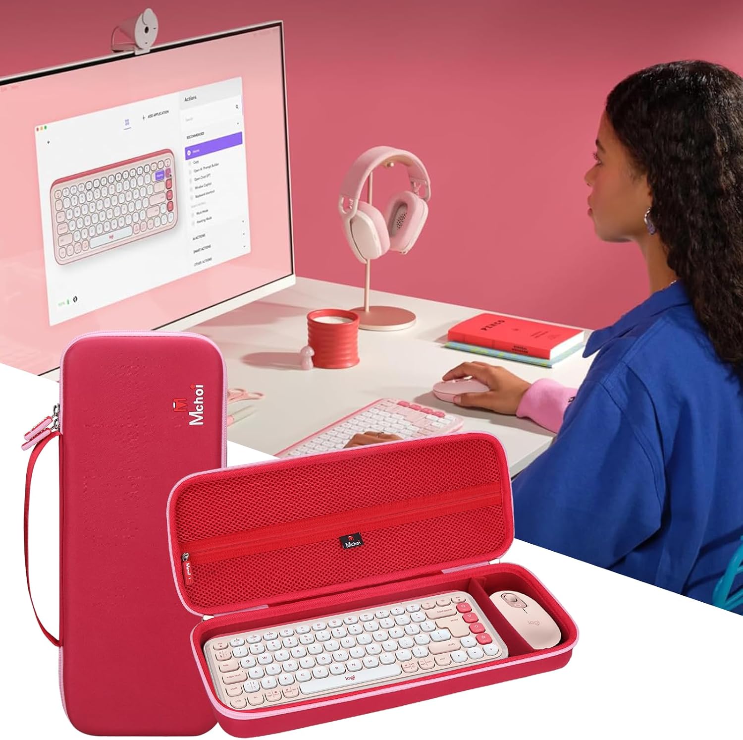 Mchoi Keyboard Case Compatible with Logitech POP ICON Keys Keyboard (Rose, POP ICON Combo Case)
