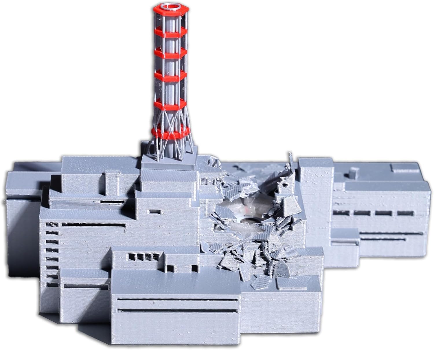 Chernobyl Nuclear Power Plant Model with LED Light, Desktop Humidifier, Miniature Building Replica (Silver)