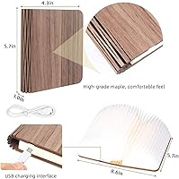 Vista 21 de XIUDI 8 Colors Small Folding Book Lamp,Wooden Book Lights,Upgraded Version Portable Desk Light,Novelty LED Paper Lantern with USB Rechargeable Night