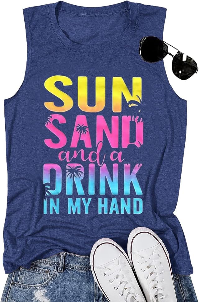 Women No One Likes A Shady Beach Tank Tops Summer Tees Funny Graphic Loose Sleeveless Novelty Holiday Shirt