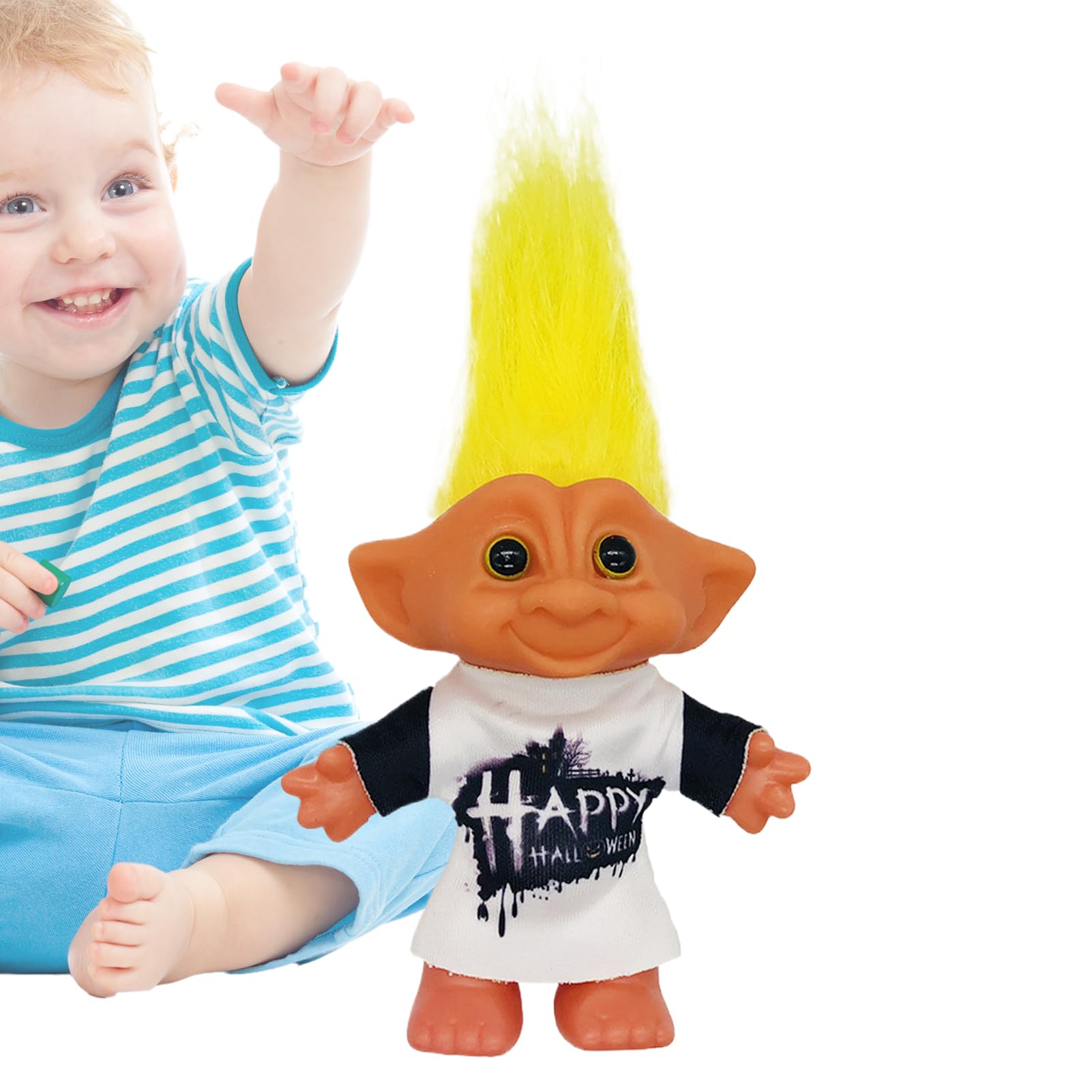 Troll Toys, Vintage Christmas Lucky Troll Dolls, Decorative Desk Ornament, Holiday Decoration, Collectible Retro Shelf Figurines for Children Collectors Kids Adults